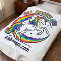 All About 80s Rainbow Unicorn Velveteen Plush Blanket – Retro 80s Nostalgia Throw