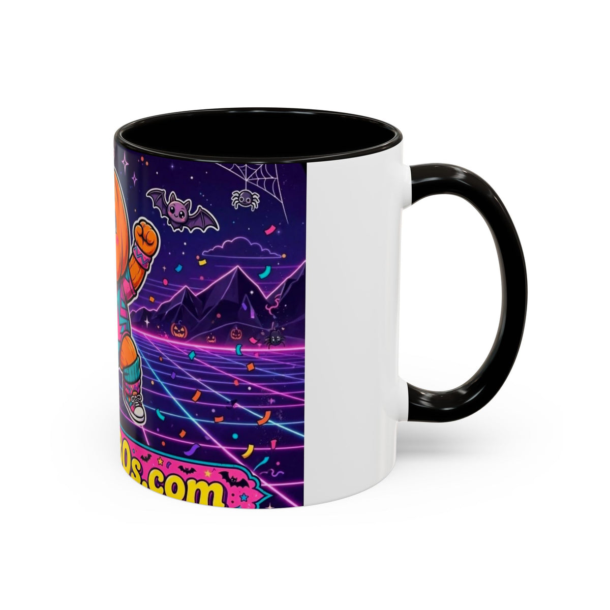 80s Retro Pumpkin Mug – Cute Neon Halloween Coffee Cup (11oz/15oz)