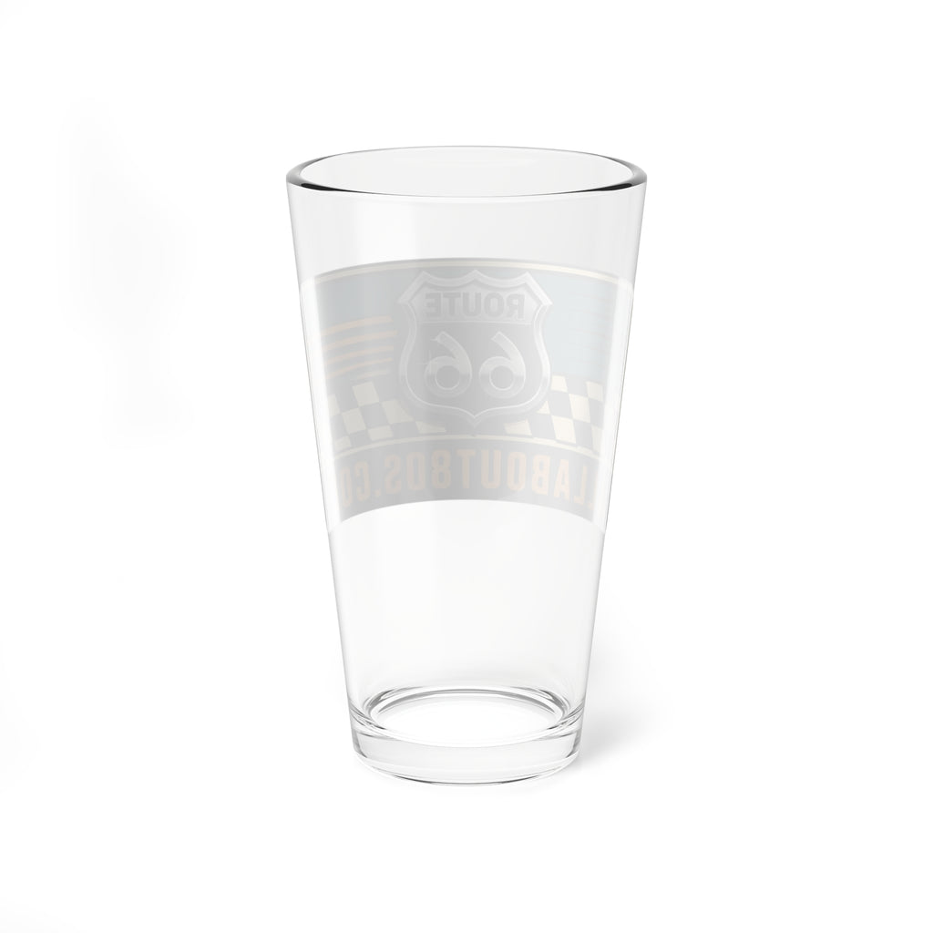 Route 66 Mixing Glass — 16oz Retro Checkerboard Cocktail Shaker Glass