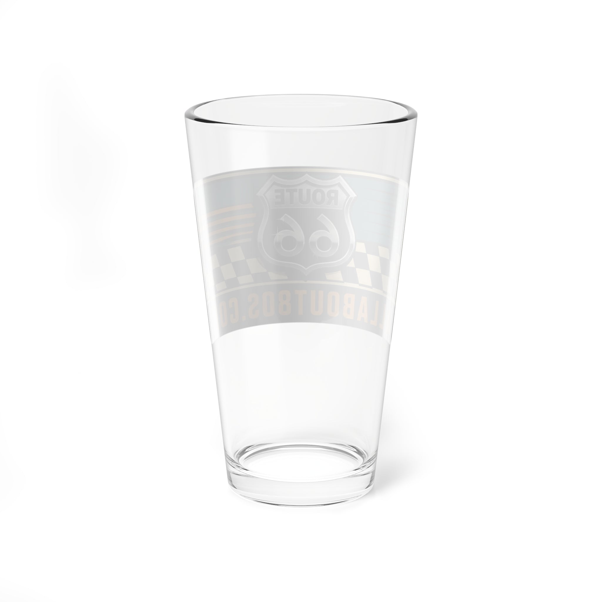 Route 66 Mixing Glass — 16oz Retro Checkerboard Cocktail Shaker Glass