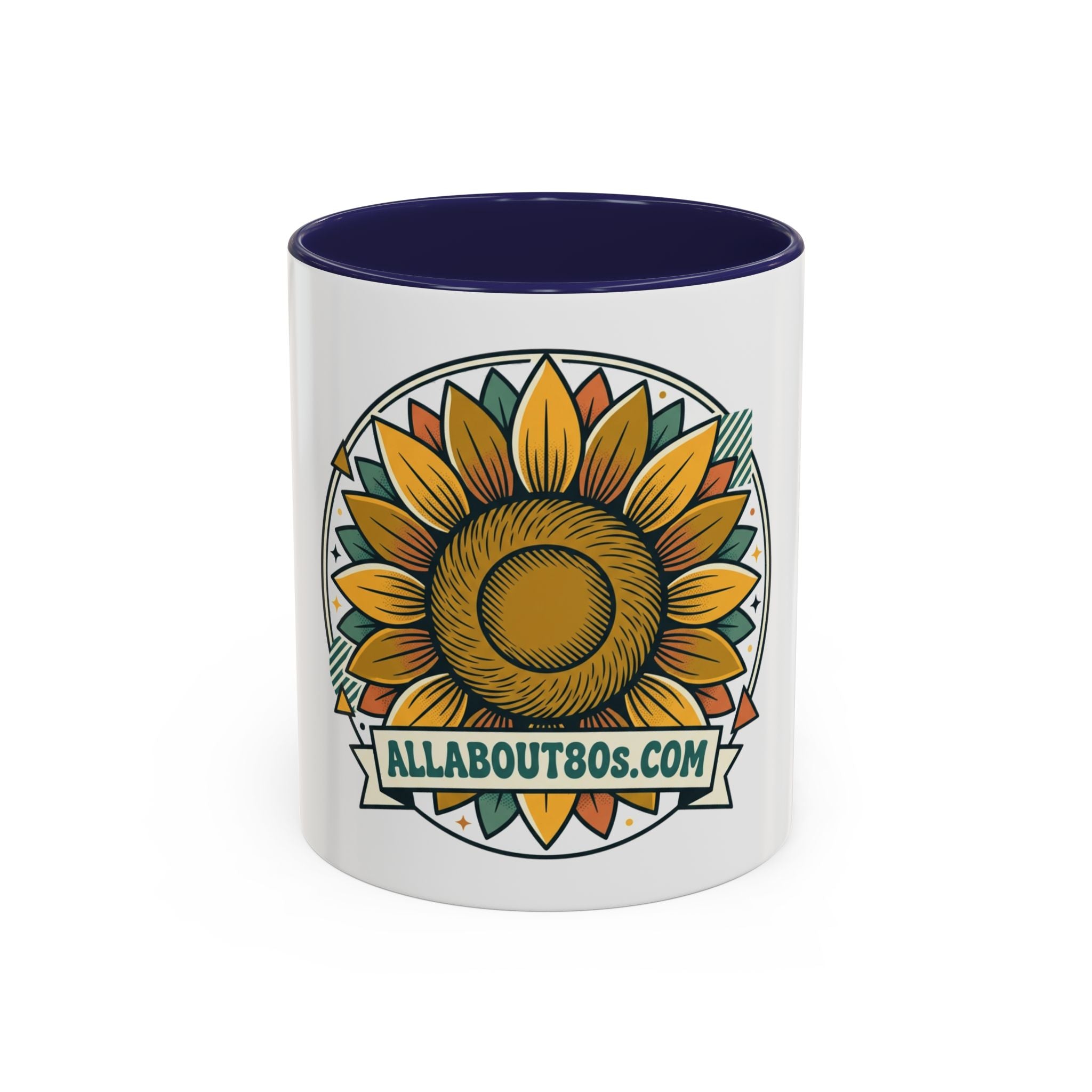 Sunflower Logo Coffee Mug — AllAbout80s.com Accent Ceramic Mug (11/15oz)