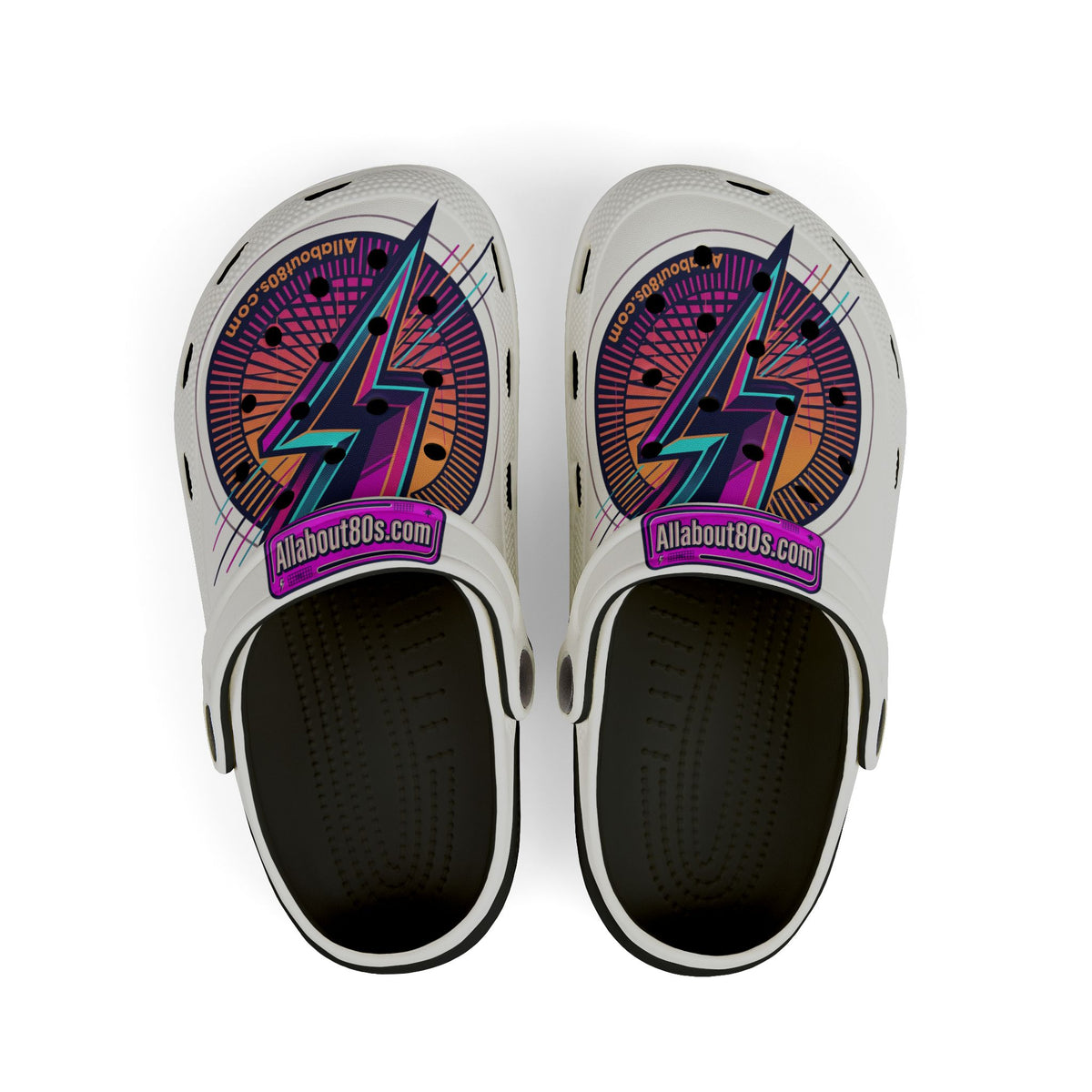 Kids' 80s Lightning Bolt Foam Clogs – Retro Neon Graphic EVA Slip-Ons
