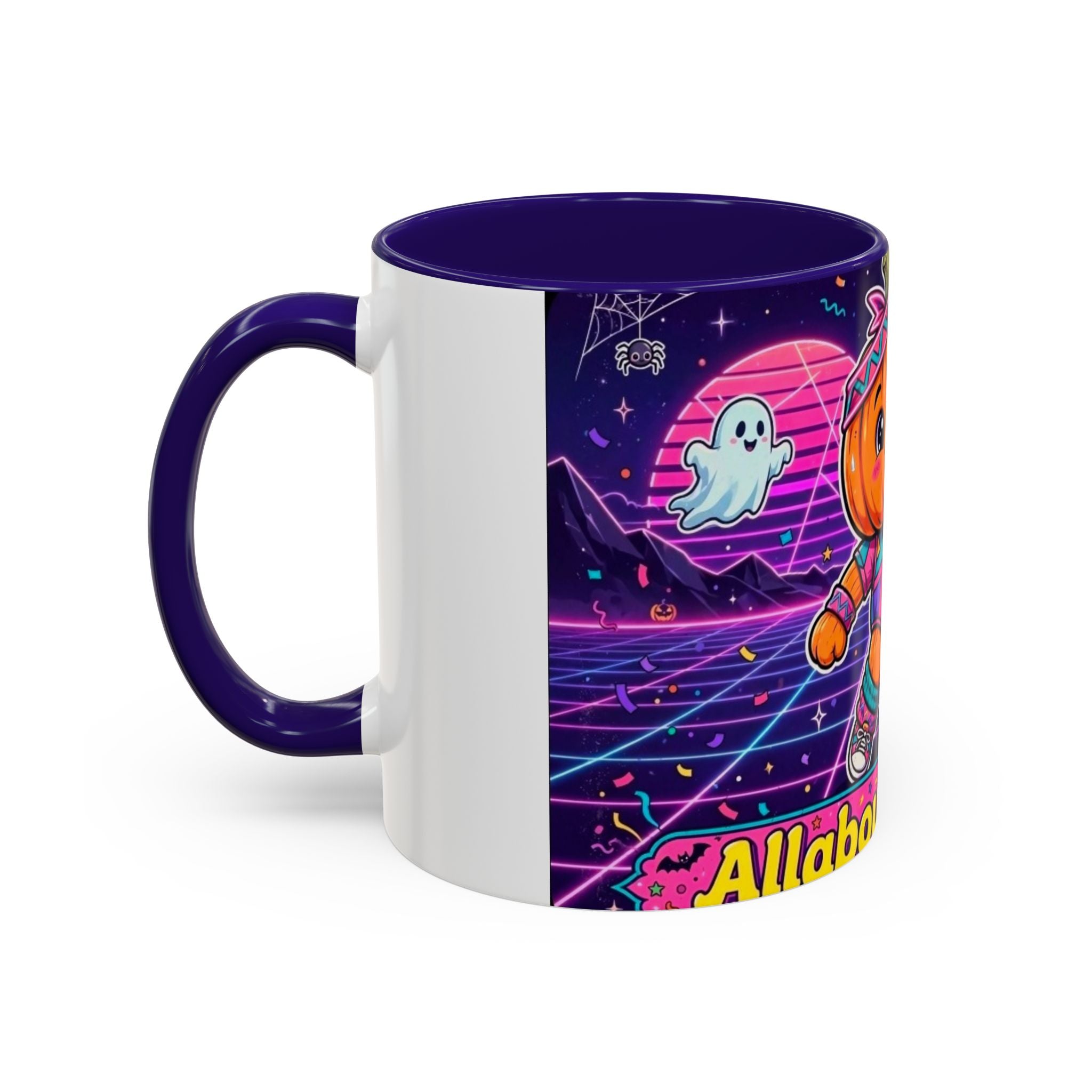 80s Retro Pumpkin Mug – Cute Neon Halloween Coffee Cup (11oz/15oz)