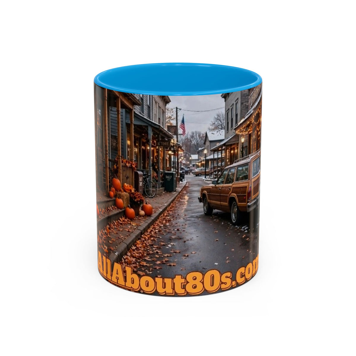 Vintage Small Town Winter Scene Coffee Mug (11oz/15oz)