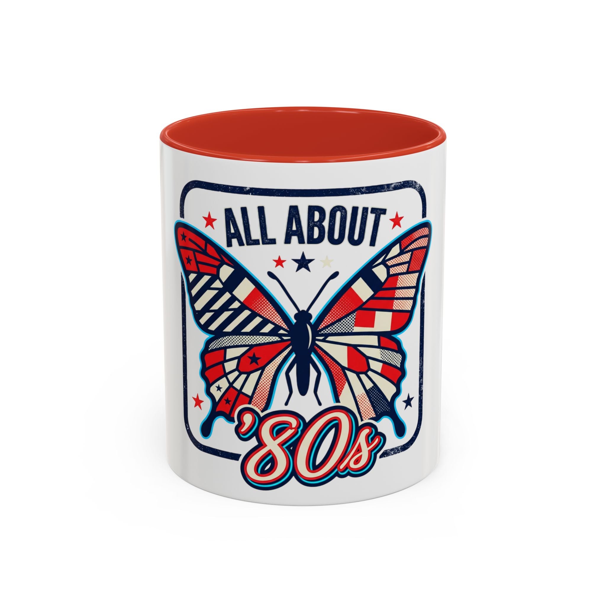 All About '80s Butterfly Accent Coffee Mug – Retro Patriotic 80s Gift