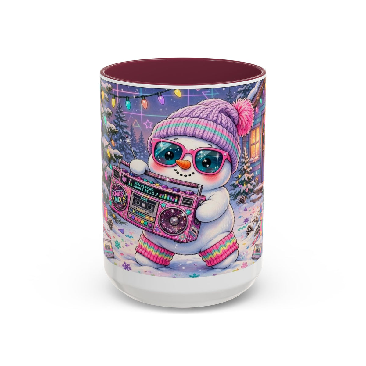 Cool Snowman with Boombox Christmas Mug