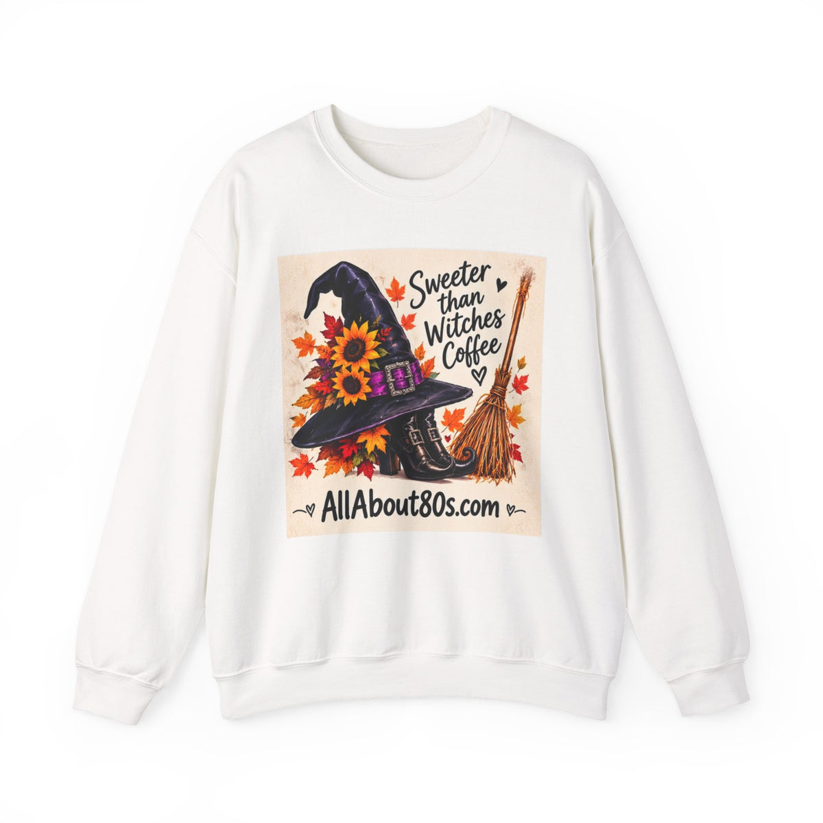 Sweater — 'Sweeter Than Witches Coffee' Halloween Witch Graphic Crewneck Sweatshirt