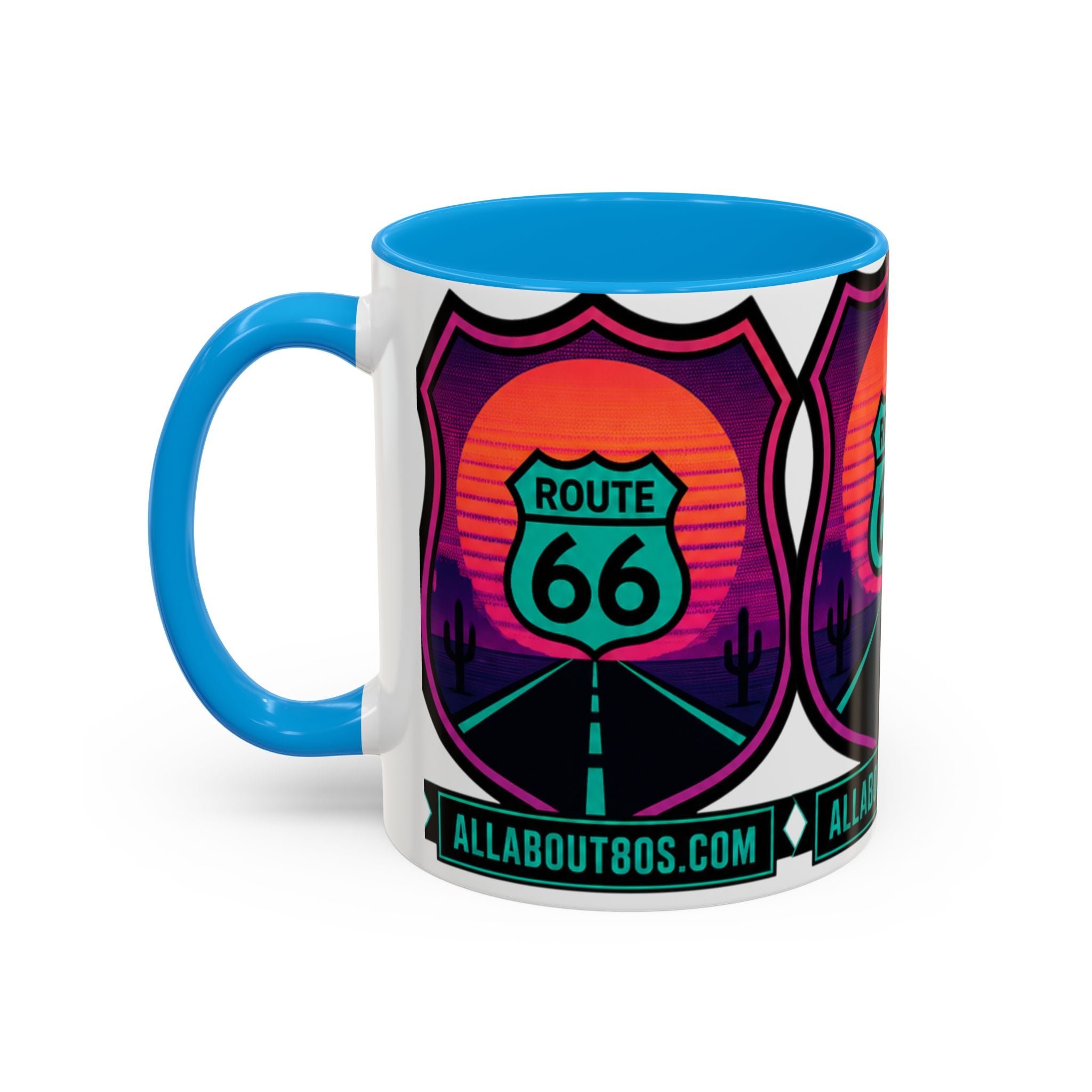 Route 66 Sunset Mug — Retro Neon Travel Coffee Cup (11oz & 15oz)
