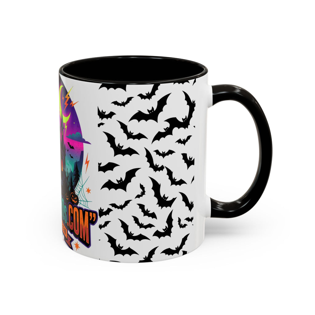 Halloween Haunted Castle Coffee Mug — Colorful Bat Pattern 11oz/15oz