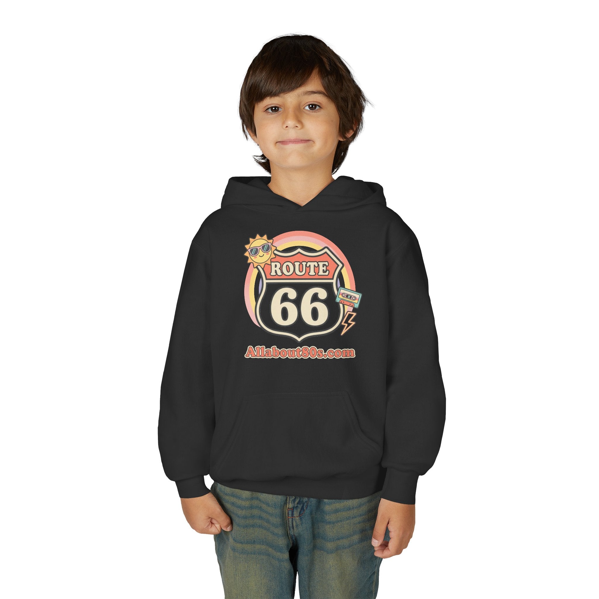 Route 66 Youth Hoodie — Retro Road Trip Graphic Sweatshirt