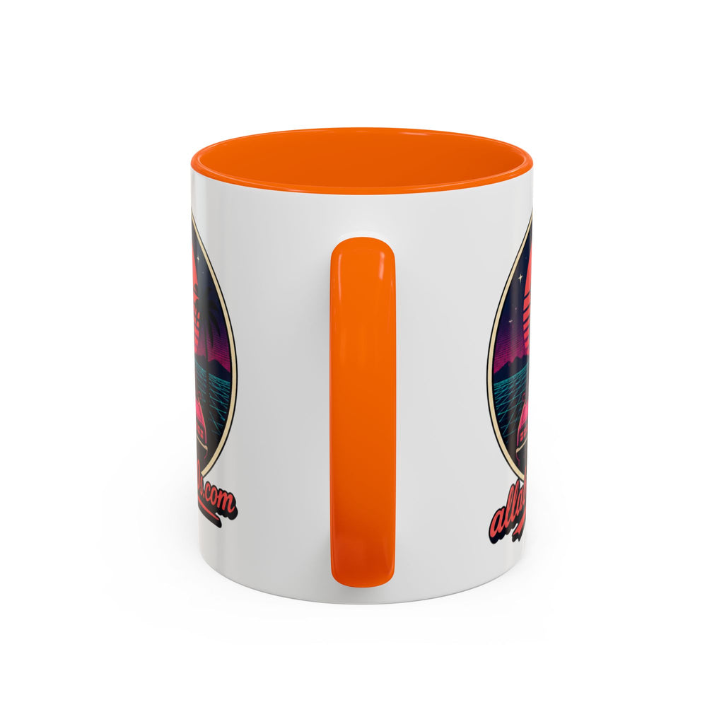Route 66 Retro 80s Accent Coffee Mug — 'allabout80s' Vintage Sunset Design (11/15oz)