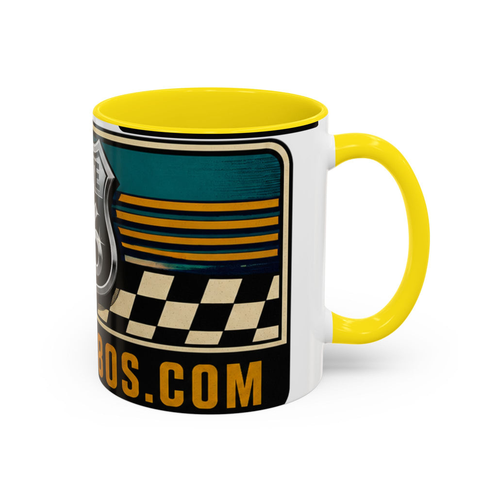 Route 66 Retro Checkerboard Coffee Mug — Vintage Road Trip 11/15oz Accent Mug