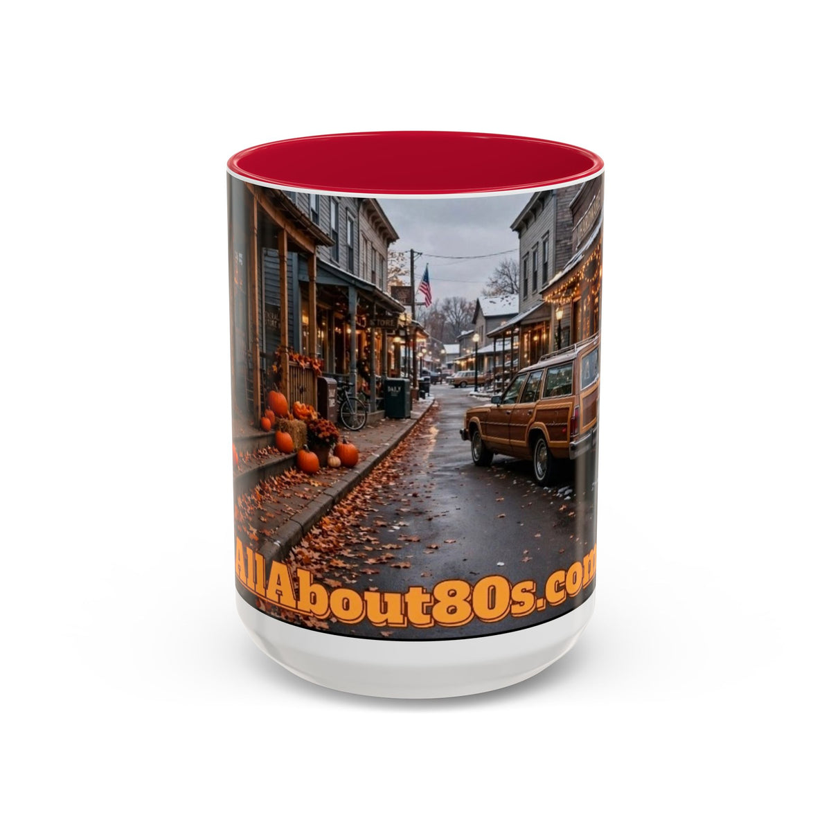 Vintage Small Town Winter Scene Coffee Mug (11oz/15oz)