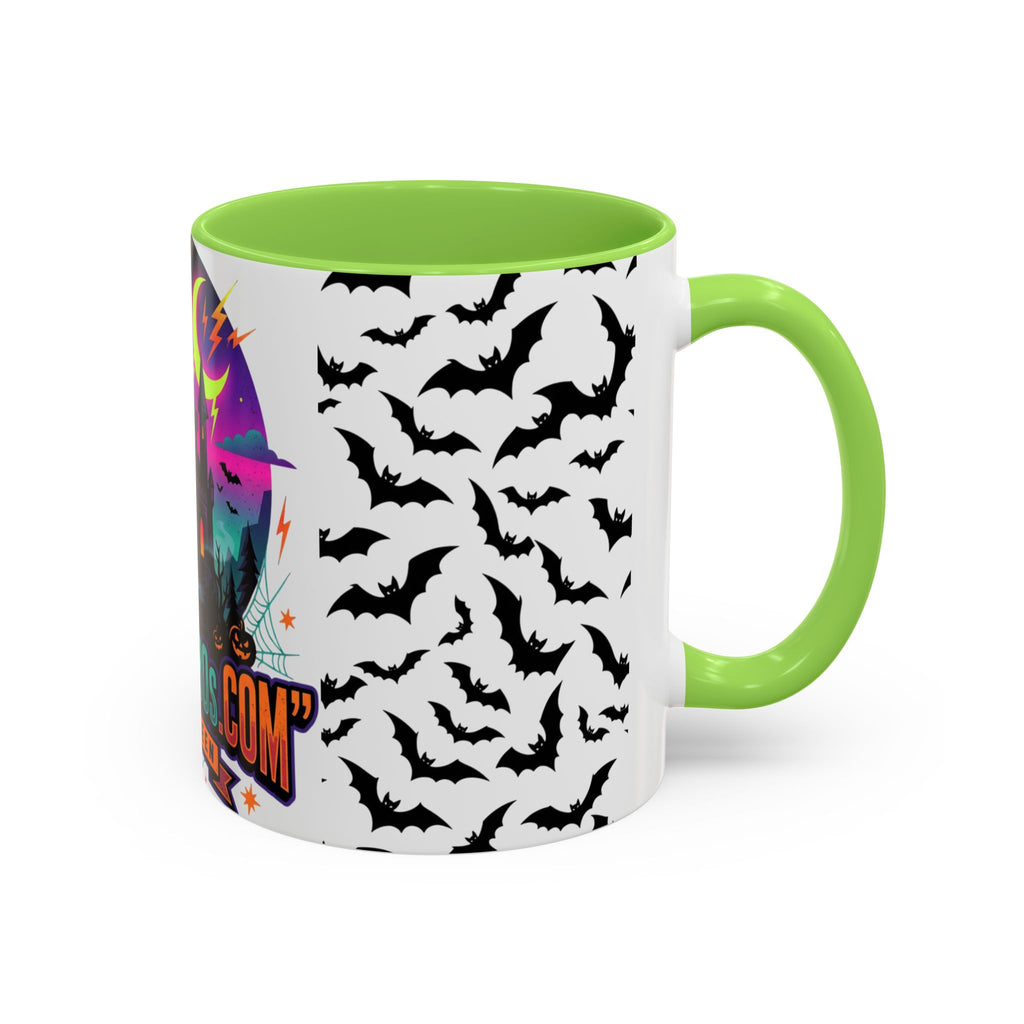 Halloween Haunted Castle Coffee Mug — Colorful Bat Pattern 11oz/15oz
