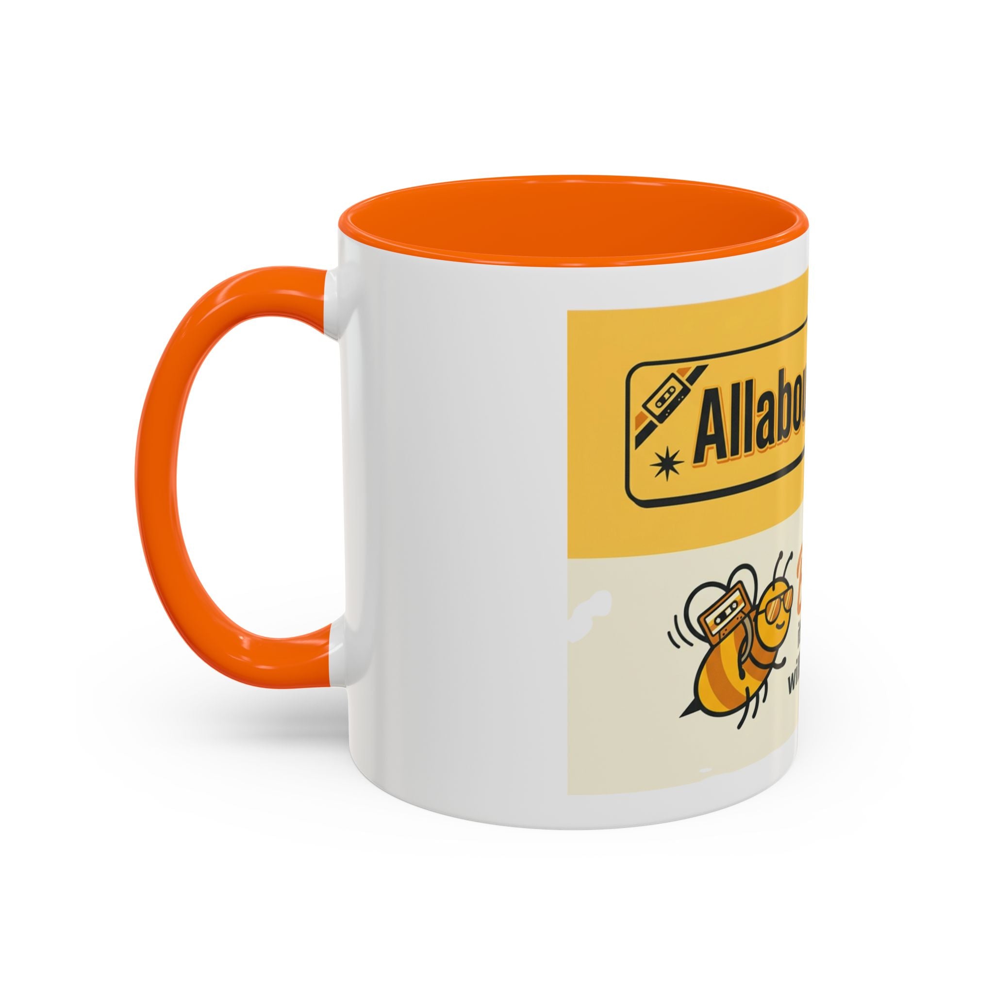 AllAbout80s 'Beecause' Accent Coffee Mug – Retro 80s Bee Design (11/15oz)