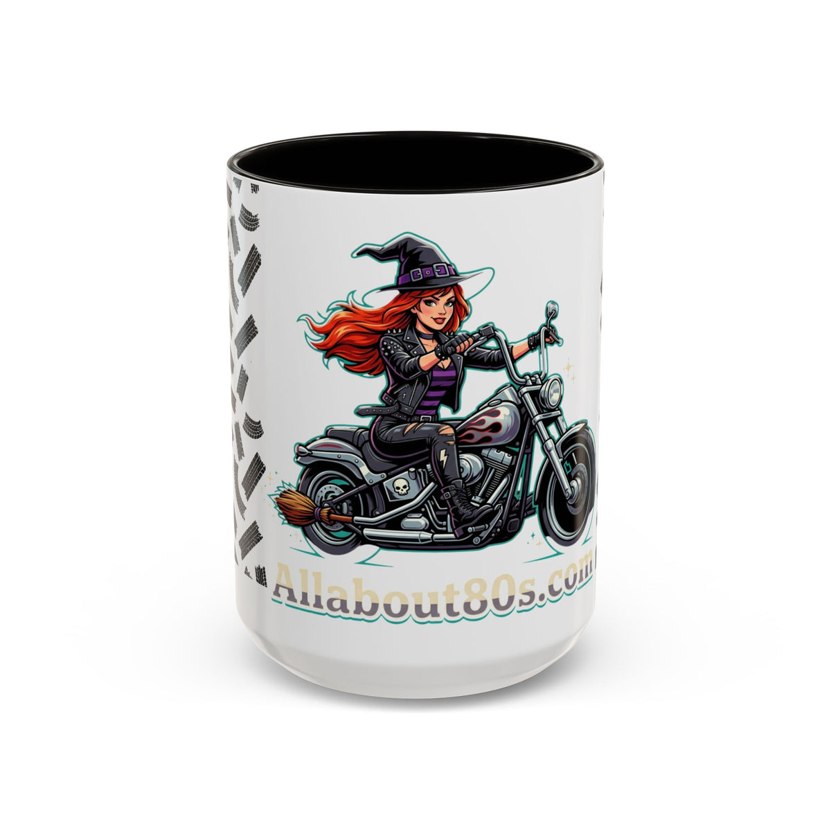 Witch Motorcycle Mug — Red-Haired Biker Witch Ceramic Coffee Cup