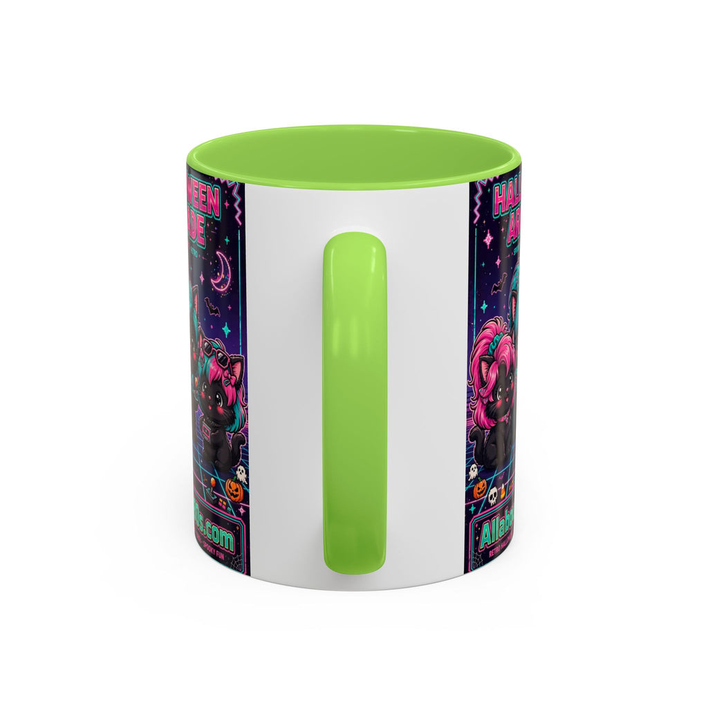Halloween Arcade Mug — Cute Retro 80s Cat Gamers (11oz/15oz)
