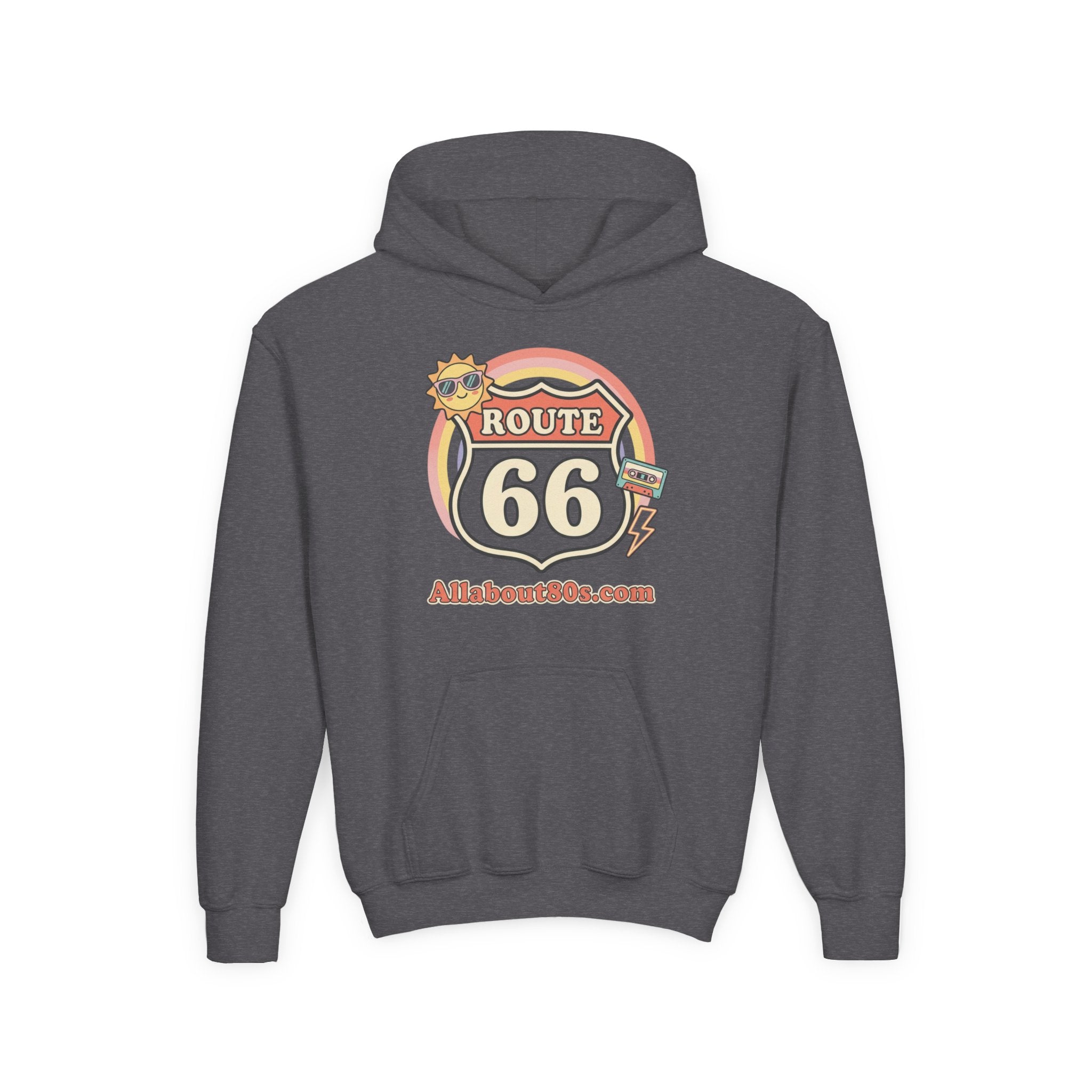 Route 66 Youth Hoodie — Retro Road Trip Graphic Sweatshirt