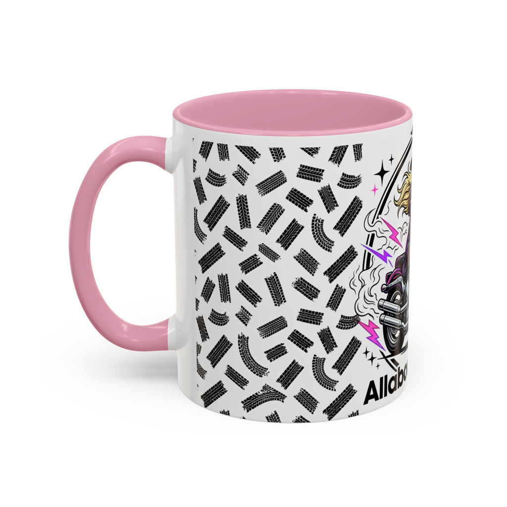 Witch Biker Motorcycle Mug — Retro 80s Neon Witch on Bike Coffee Cup (11oz/15oz)