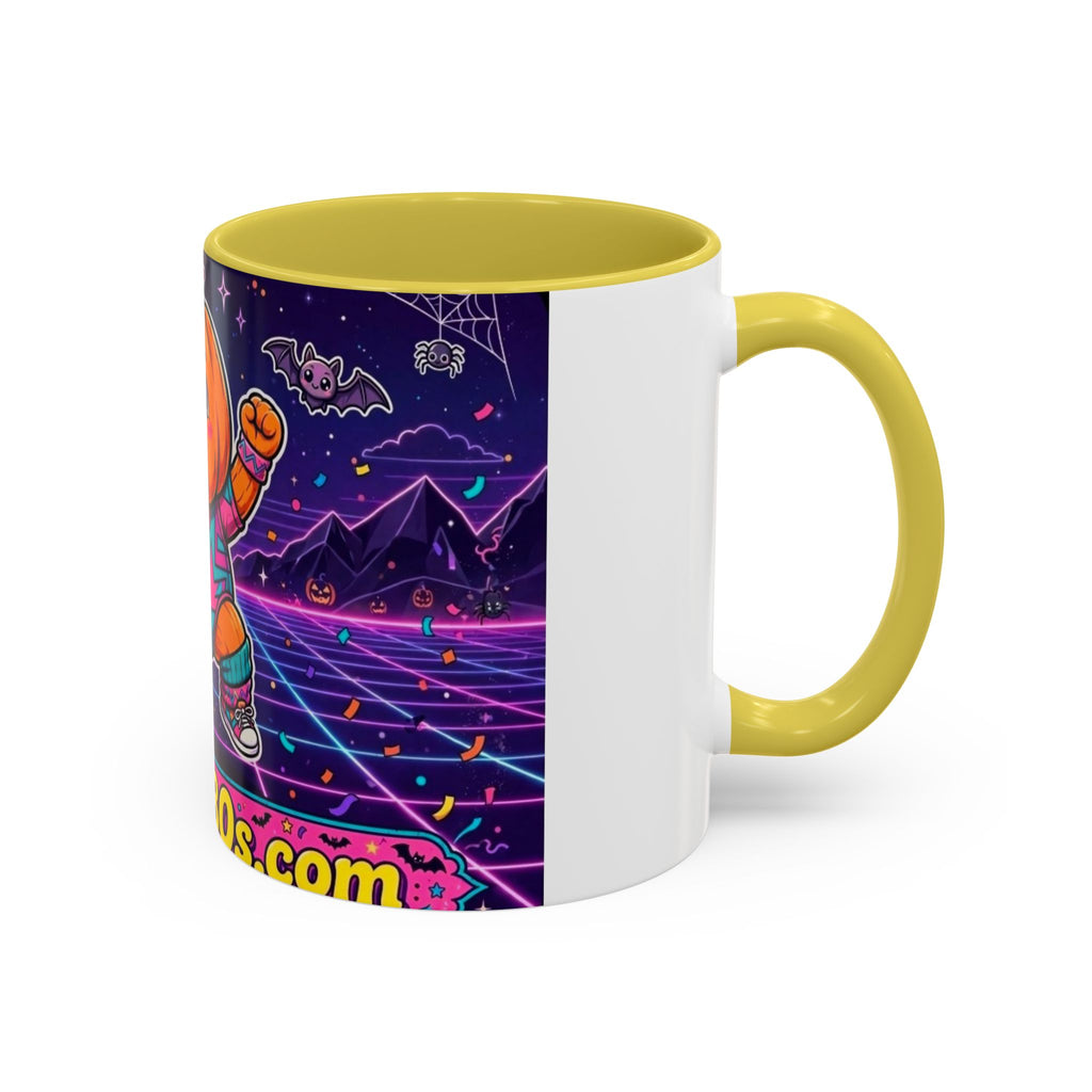 80s Retro Pumpkin Mug – Cute Neon Halloween Coffee Cup (11oz/15oz)