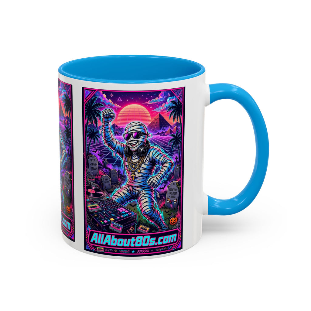 80s Retro Astro Skate Mug — Neon Vaporwave Skeleton Skateboard Coffee Cup (AllAbout80s.com)