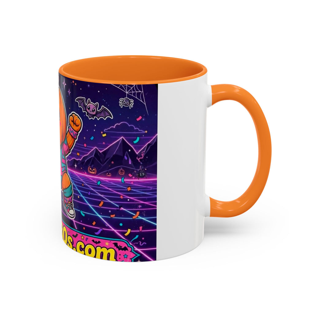 80s Retro Pumpkin Mug – Cute Neon Halloween Coffee Cup (11oz/15oz)