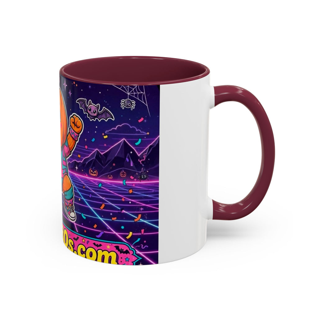 80s Retro Pumpkin Mug – Cute Neon Halloween Coffee Cup (11oz/15oz)