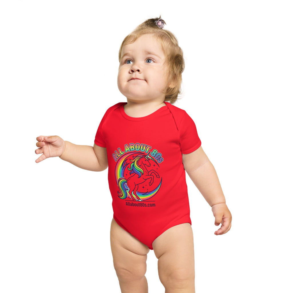 Baby Bodysuit — Rainbow Unicorn "All About 80s" Infant Onesie