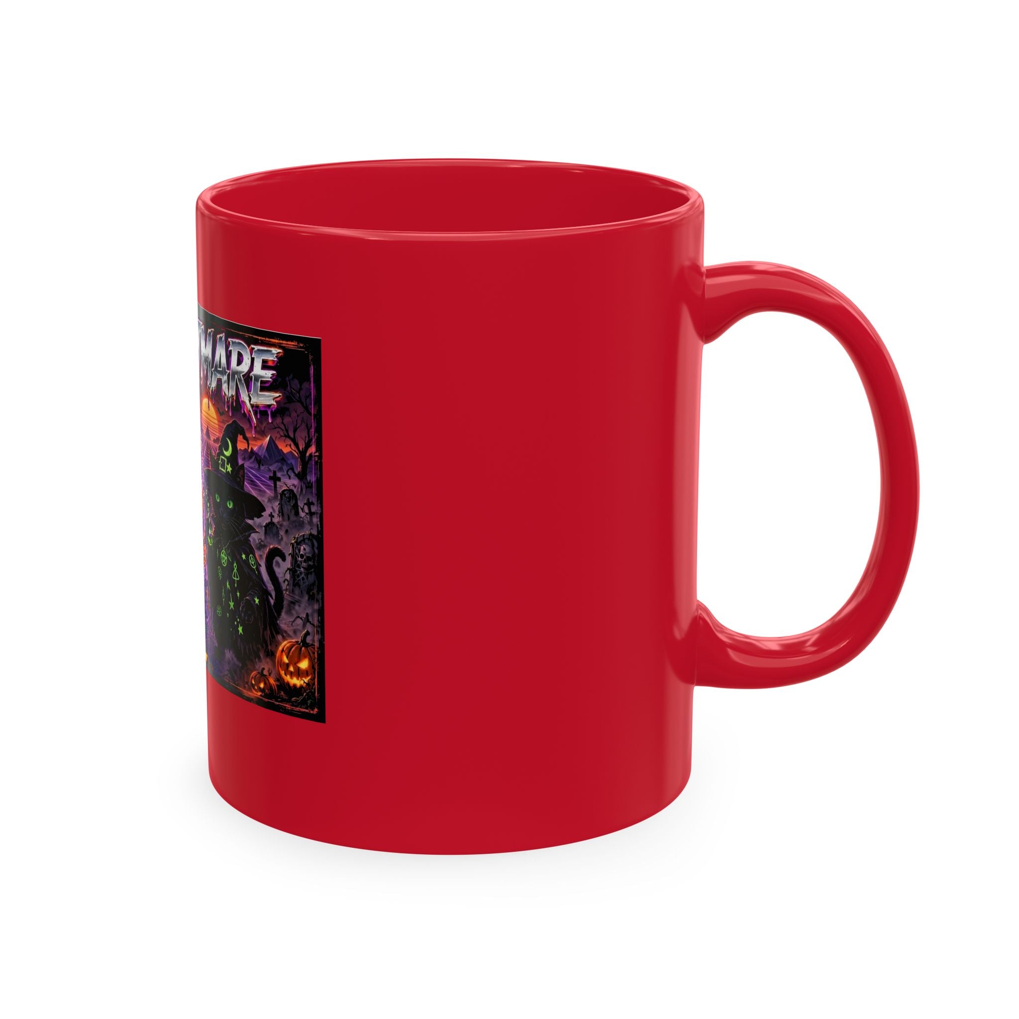 Halloween Nightmares Ceramic Mug – 80s Horror Retro Pumpkin Witch Coffee Cup