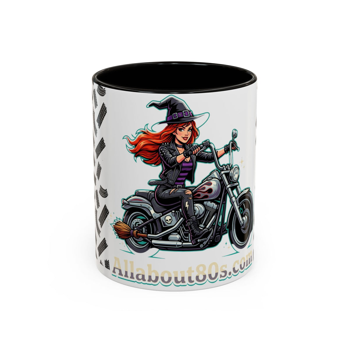 Witch Motorcycle Mug — Red-Haired Biker Witch Ceramic Coffee Cup
