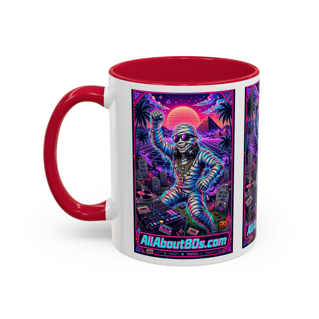 80s Retro Astro Skate Mug — Neon Vaporwave Skeleton Skateboard Coffee Cup (AllAbout80s.com)