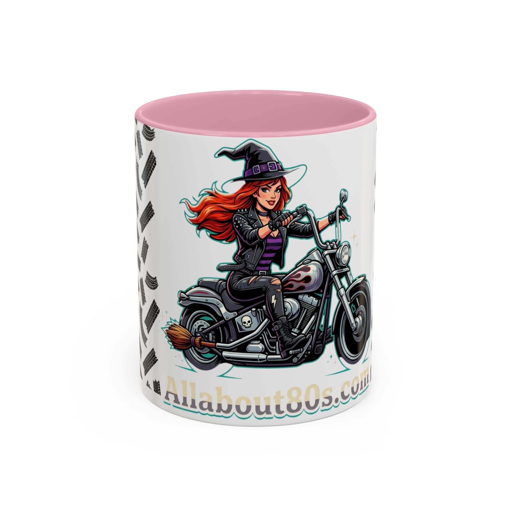 Witch Motorcycle Mug — Red-Haired Biker Witch Ceramic Coffee Cup
