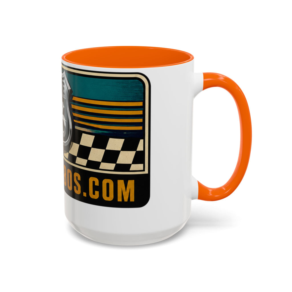 Route 66 Retro Checkerboard Coffee Mug — Vintage Road Trip 11/15oz Accent Mug