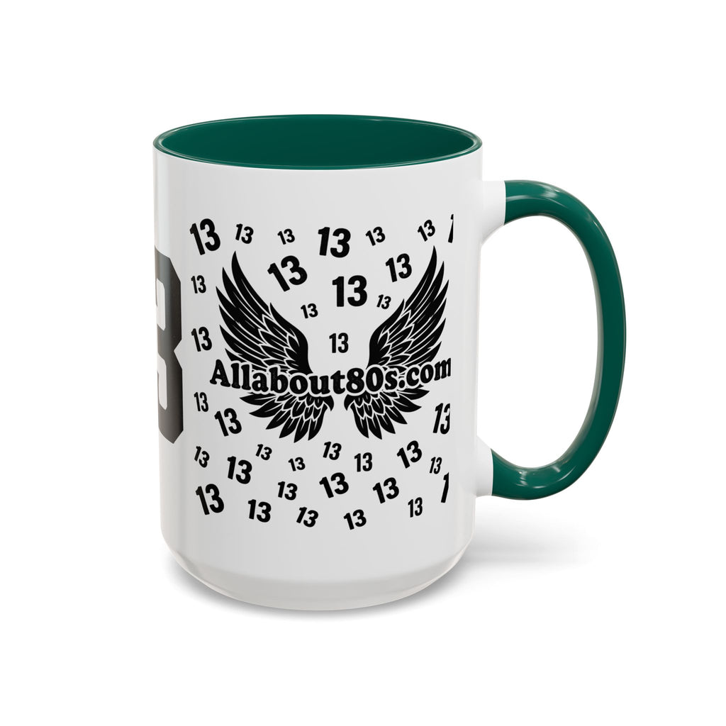 Number 13 Accent Mug — Bold Sports-Style Ceramic Coffee Cup (11oz/15oz)