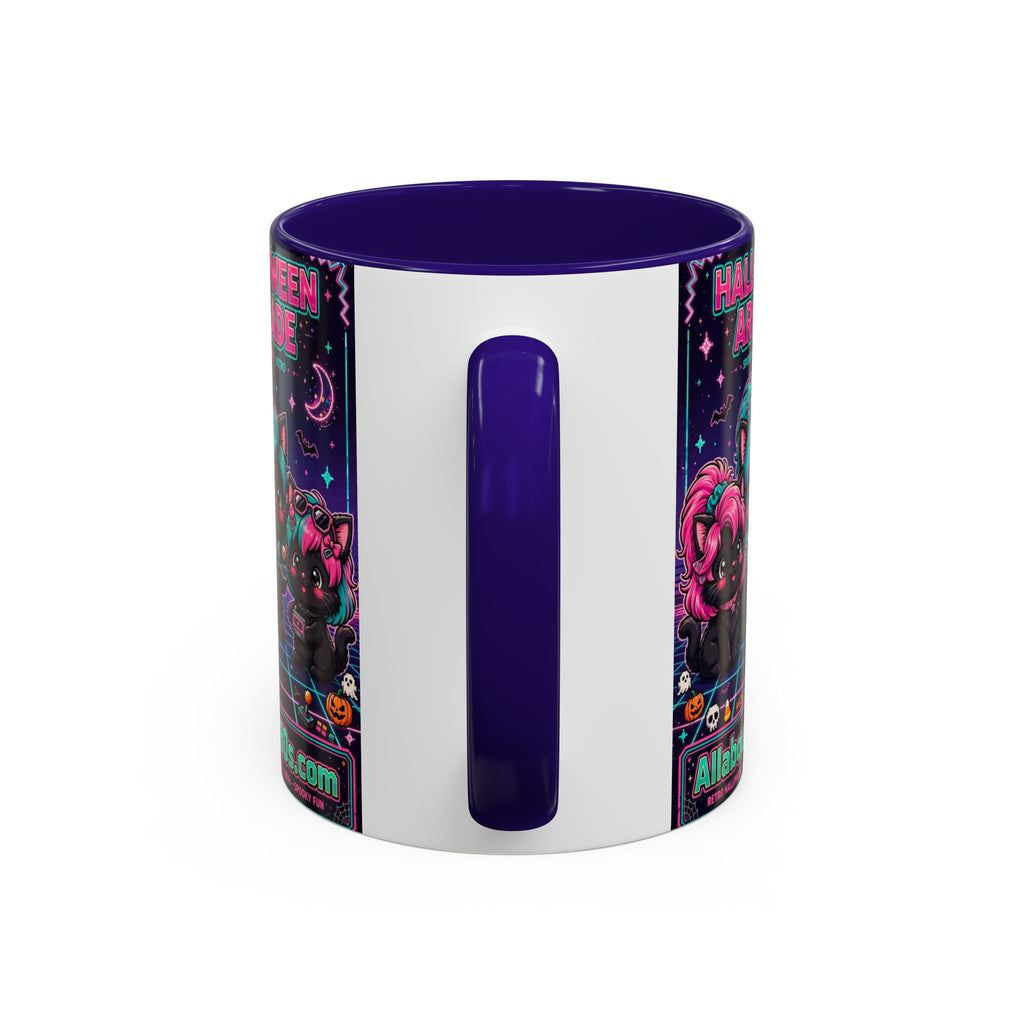 Halloween Arcade Mug — Cute Retro 80s Cat Gamers (11oz/15oz)