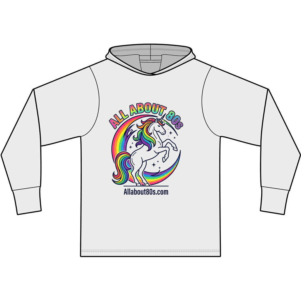 Retro Rainbow Unicorn Hoodie Tee — All About 80s Graphic Sweatshirt