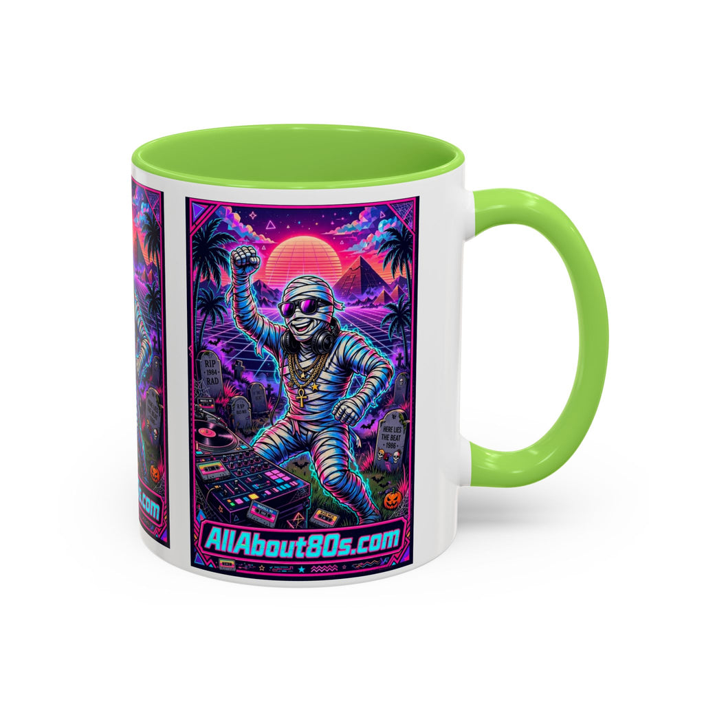 80s Retro Astro Skate Mug — Neon Vaporwave Skeleton Skateboard Coffee Cup (AllAbout80s.com)