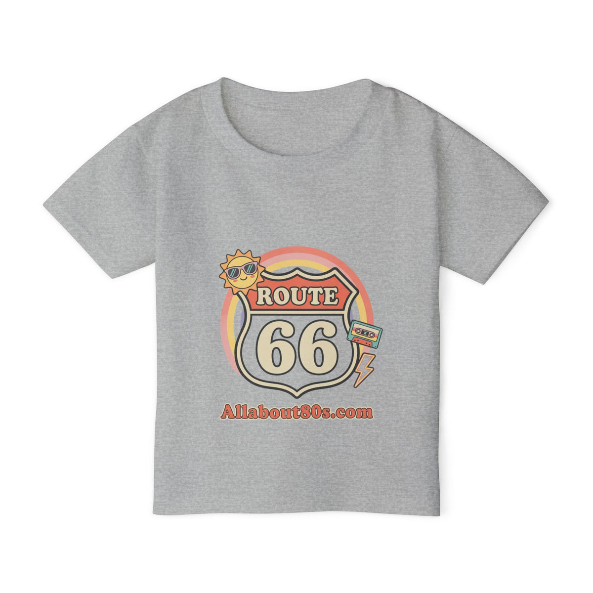 Route 66 Toddler T‑Shirt — Retro Sun Logo "Route 66" Kids Tee