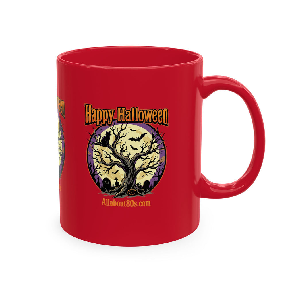 Happy Halloween Ceramic Mug — Spooky Tree & Moon Coffee Cup