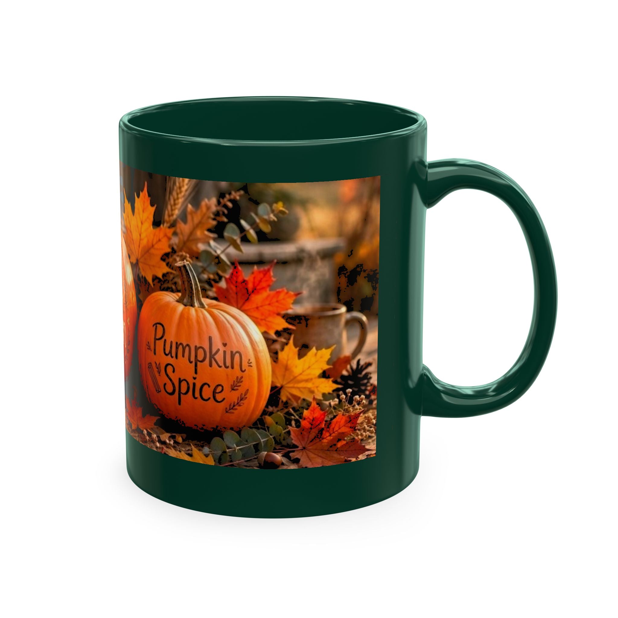 Hello Fall Ceramic Mug — Cozy Pumpkin & Autumn Leaves Coffee Cup