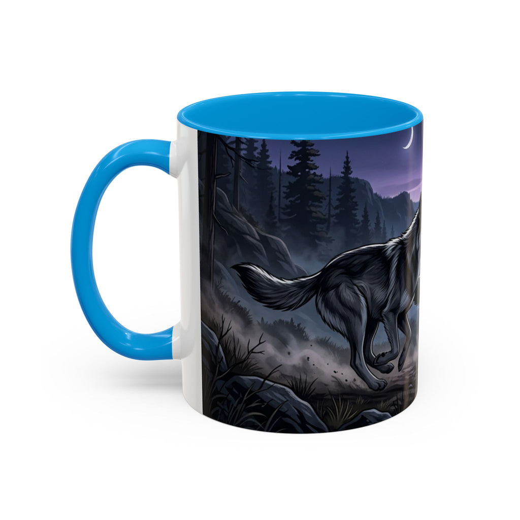 Wolf Pack Nightscape Mug — 11oz/15oz Scenic Black-Interior Coffee Cup