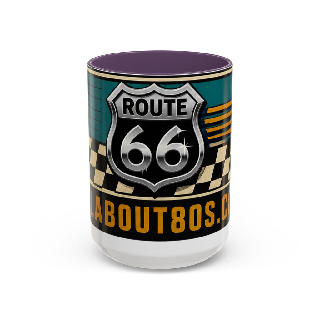Route 66 Retro Checkerboard Coffee Mug — Vintage Road Trip 11/15oz Accent Mug