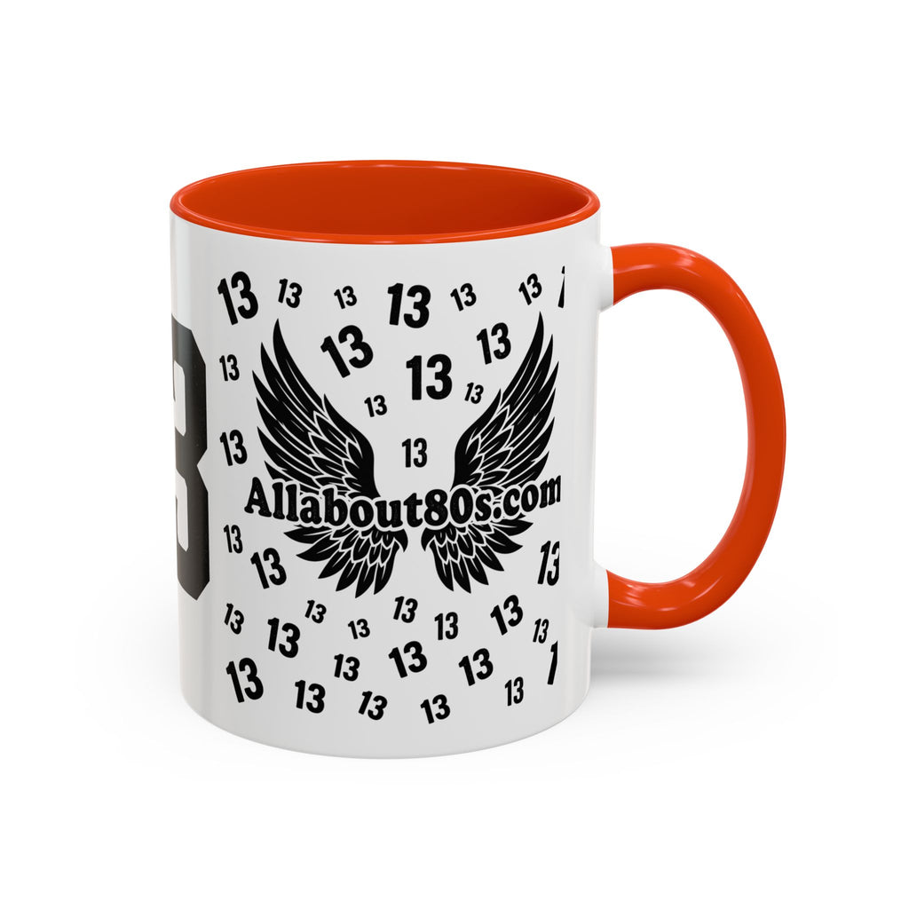 Number 13 Accent Mug — Bold Sports-Style Ceramic Coffee Cup (11oz/15oz)