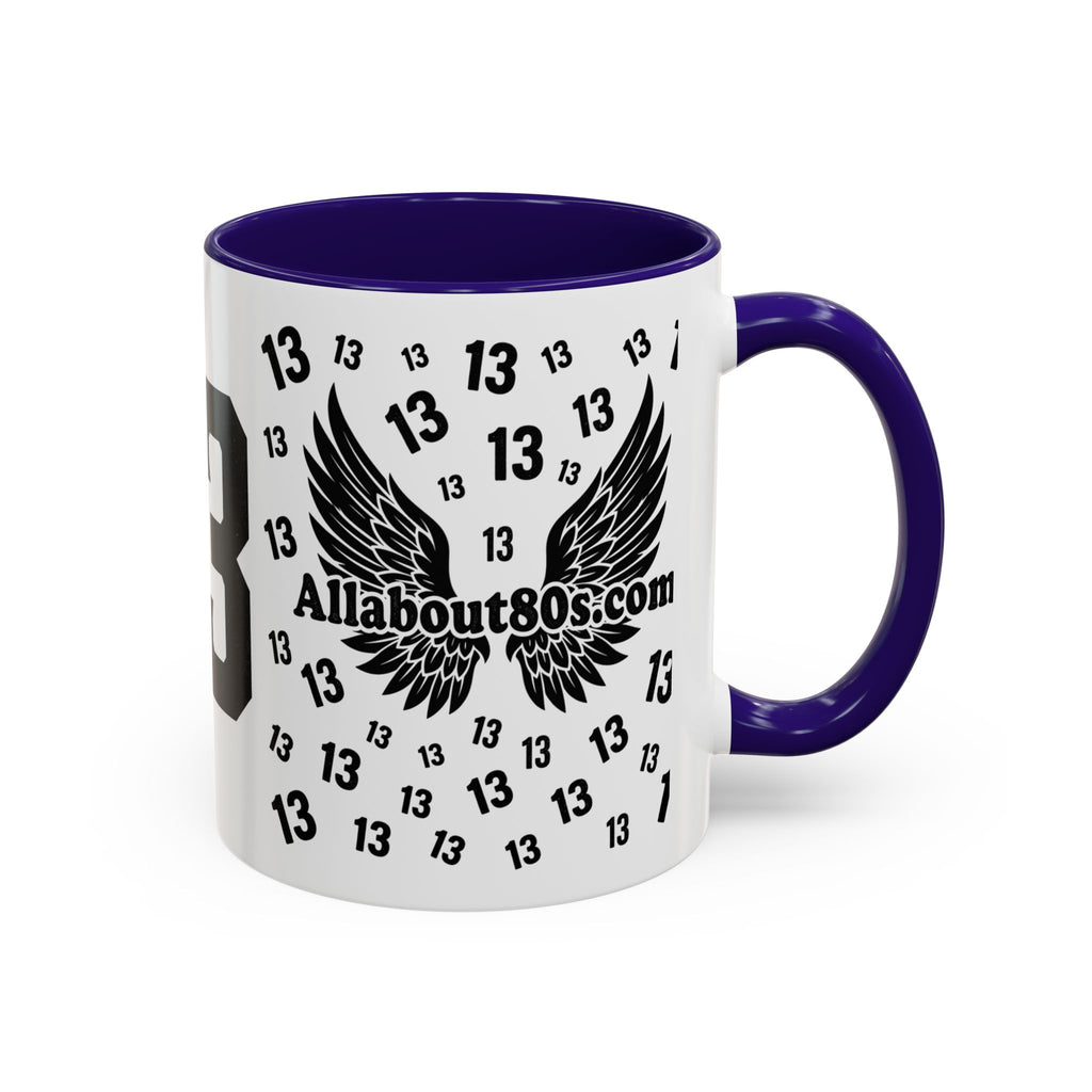 Number 13 Accent Mug — Bold Sports-Style Ceramic Coffee Cup (11oz/15oz)