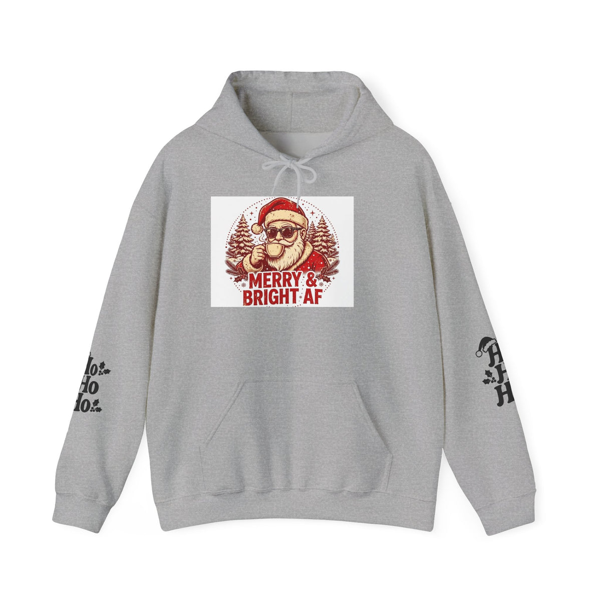 Merry & Bright AF Christmas Santa Hoodie