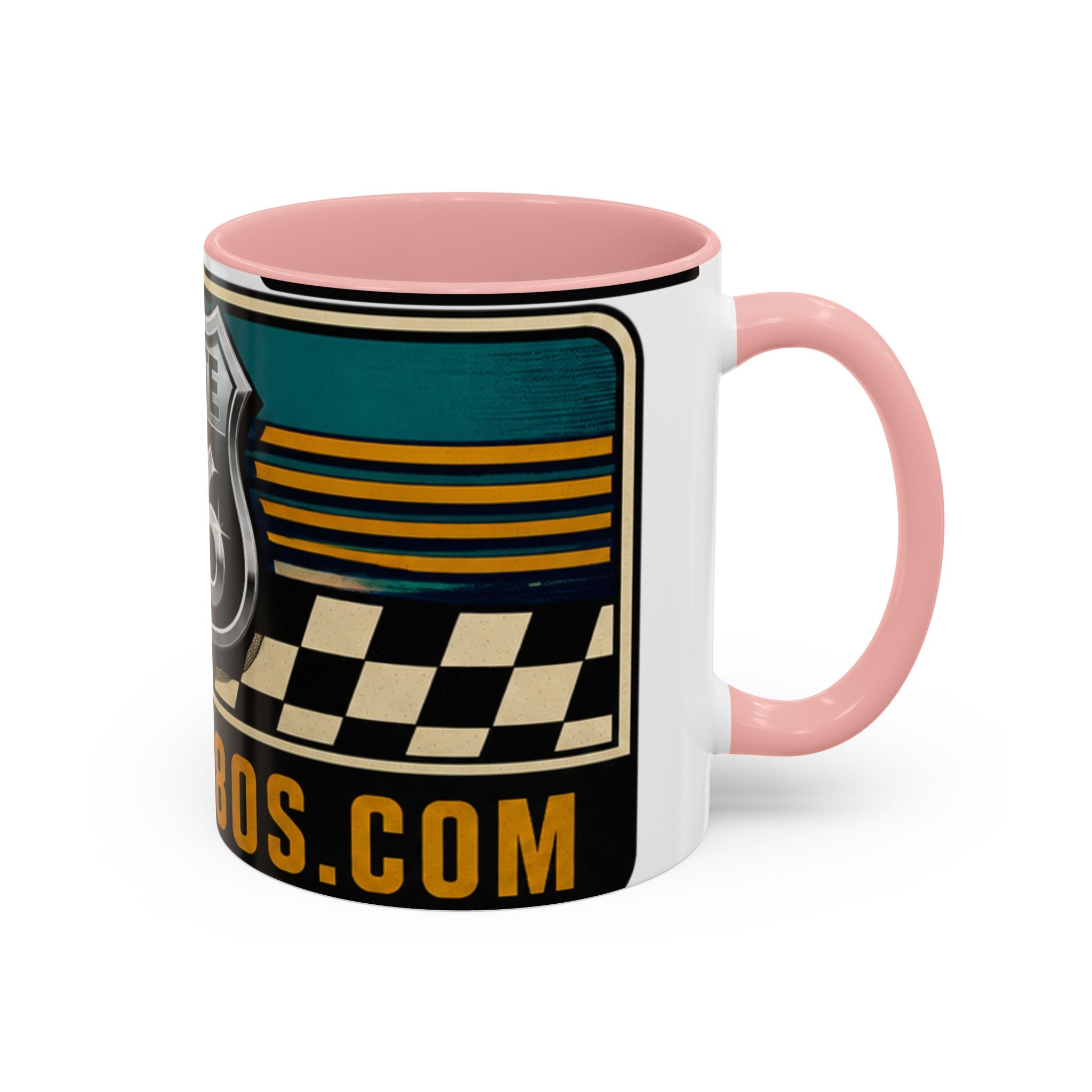 Route 66 Retro Checkerboard Coffee Mug — Vintage Road Trip 11/15oz Accent Mug