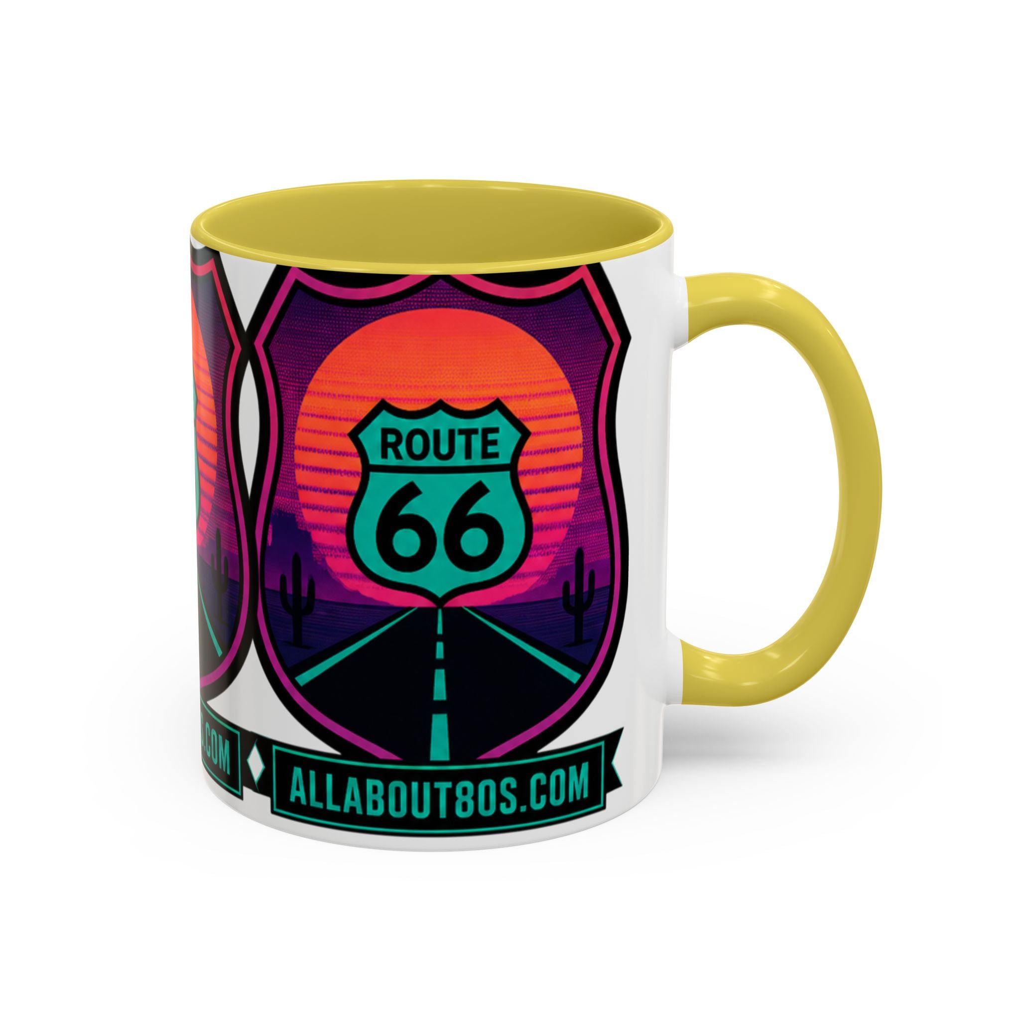 Route 66 Sunset Mug — Retro Neon Travel Coffee Cup (11oz & 15oz)