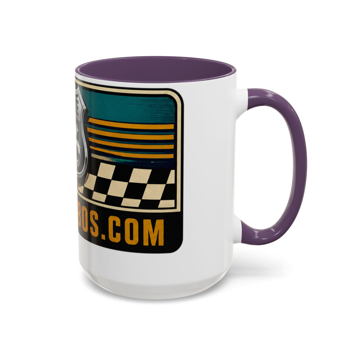 Route 66 Retro Checkerboard Coffee Mug — Vintage Road Trip 11/15oz Accent Mug