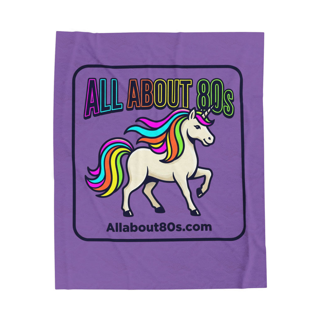 All About 80s Rainbow Unicorn Velveteen Plush Blanket – Retro 80s Cozy Throw