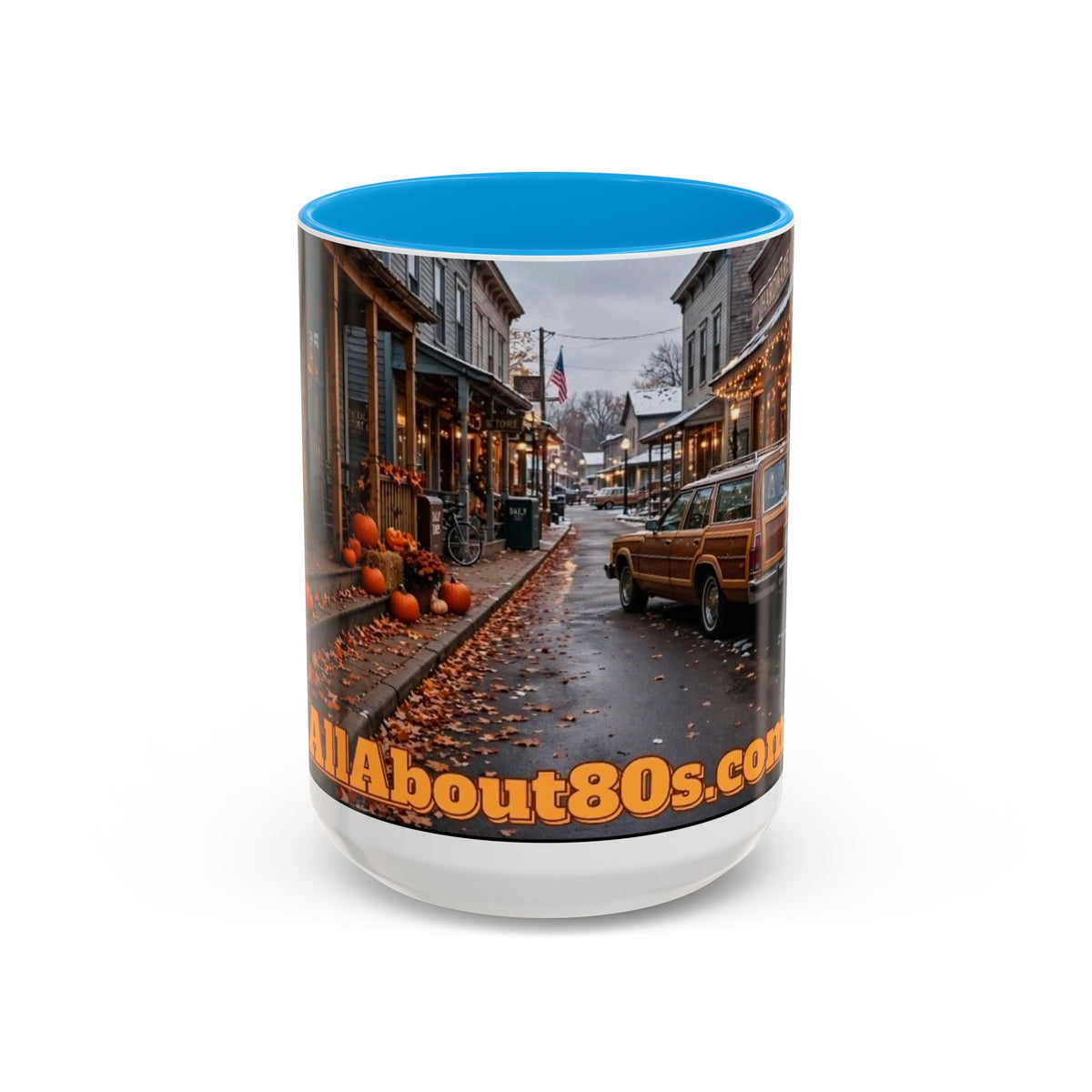 Vintage Small Town Winter Scene Coffee Mug (11oz/15oz)